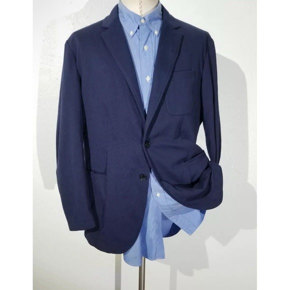 Zachary Prell Unconstruct Navy Blue Knit Blazer Coat Jacket‎ Cardigan Wool XXL